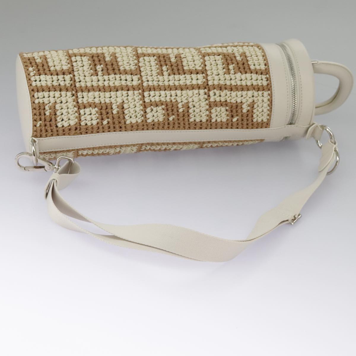 FENDI Zucca Canvas Bottle Shoulder Bag Beige 97046A