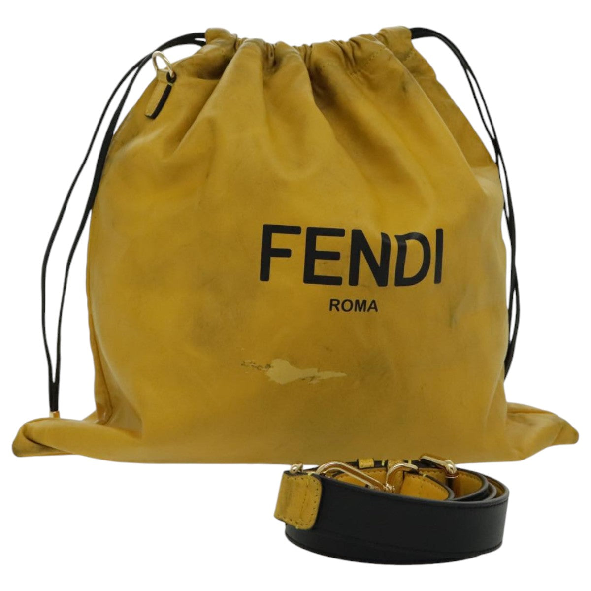 FENDI Shoulder Bag Leather Yellow Gold 97095