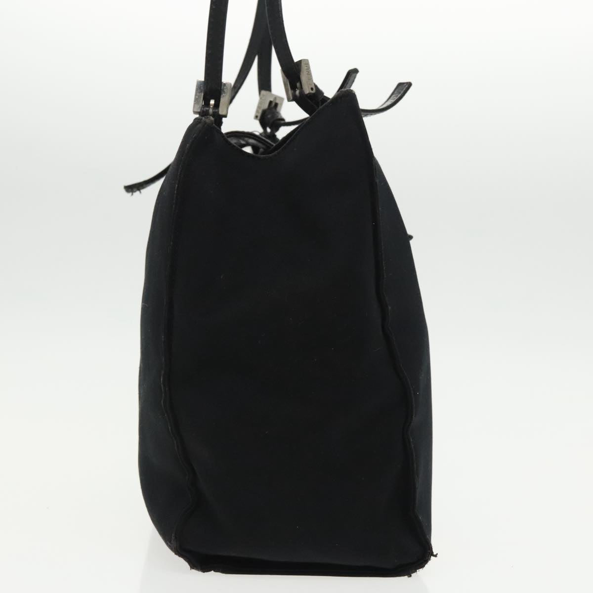FENDI Mamma Baguette Tote Bag Nylon Leather Black Silver 97258