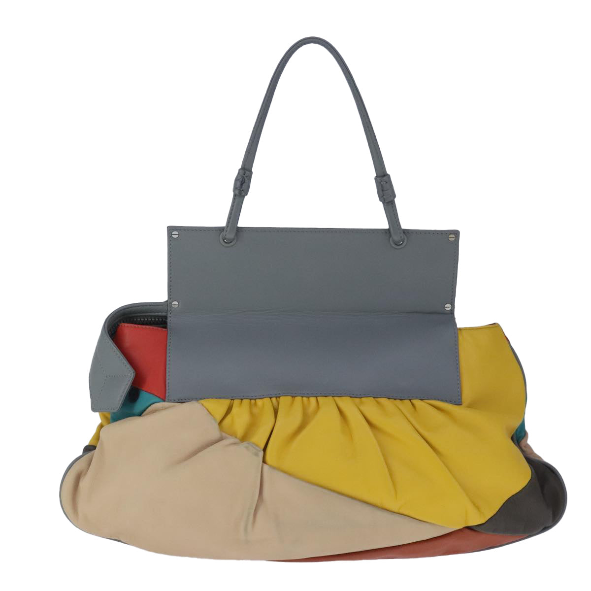 FENDI Hand Bag Leather Gray 97317