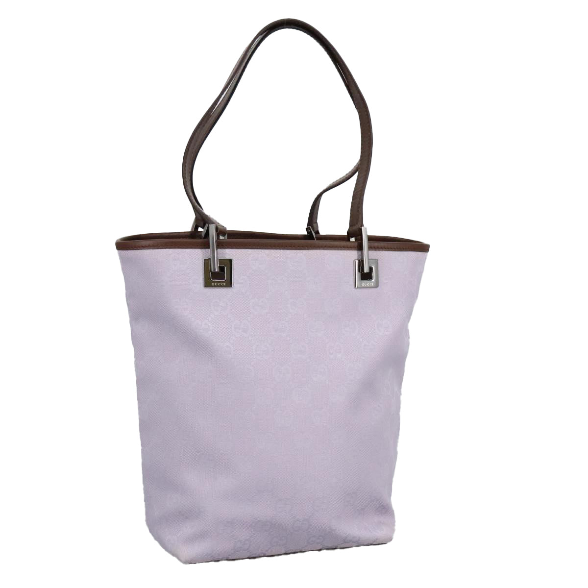 GUCCI GG Canvas Tote Bag Purple Brown Silver 31244 97397