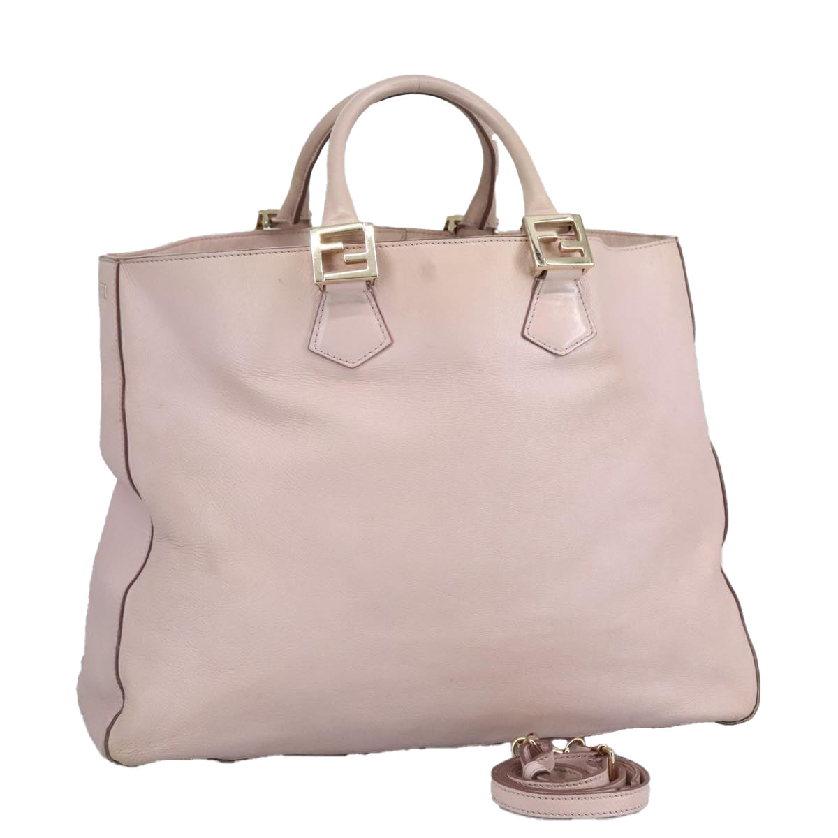 FENDI Hand Bag Leather 2way Pink Gold 97494