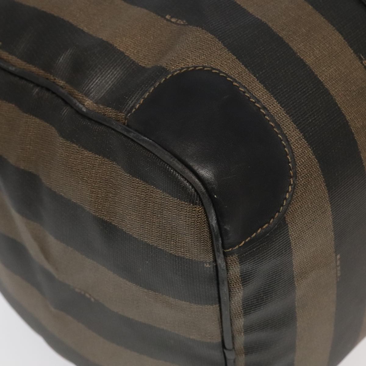 FENDI Pecan Canvas Boston Bag PVC Leather 2way Brown 97528