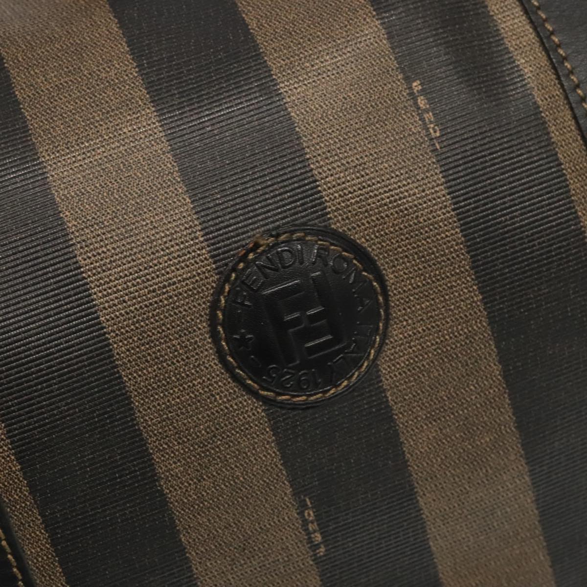 FENDI Pecan Canvas Boston Bag PVC Leather 2way Brown 97528