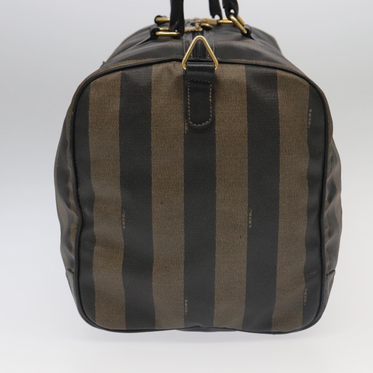FENDI Pecan Canvas Boston Bag PVC Leather 2way Brown 97528