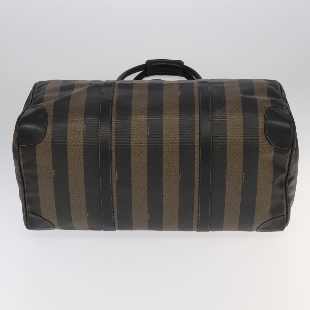 FENDI Pecan Canvas Boston Bag PVC Leather 2way Brown 97528