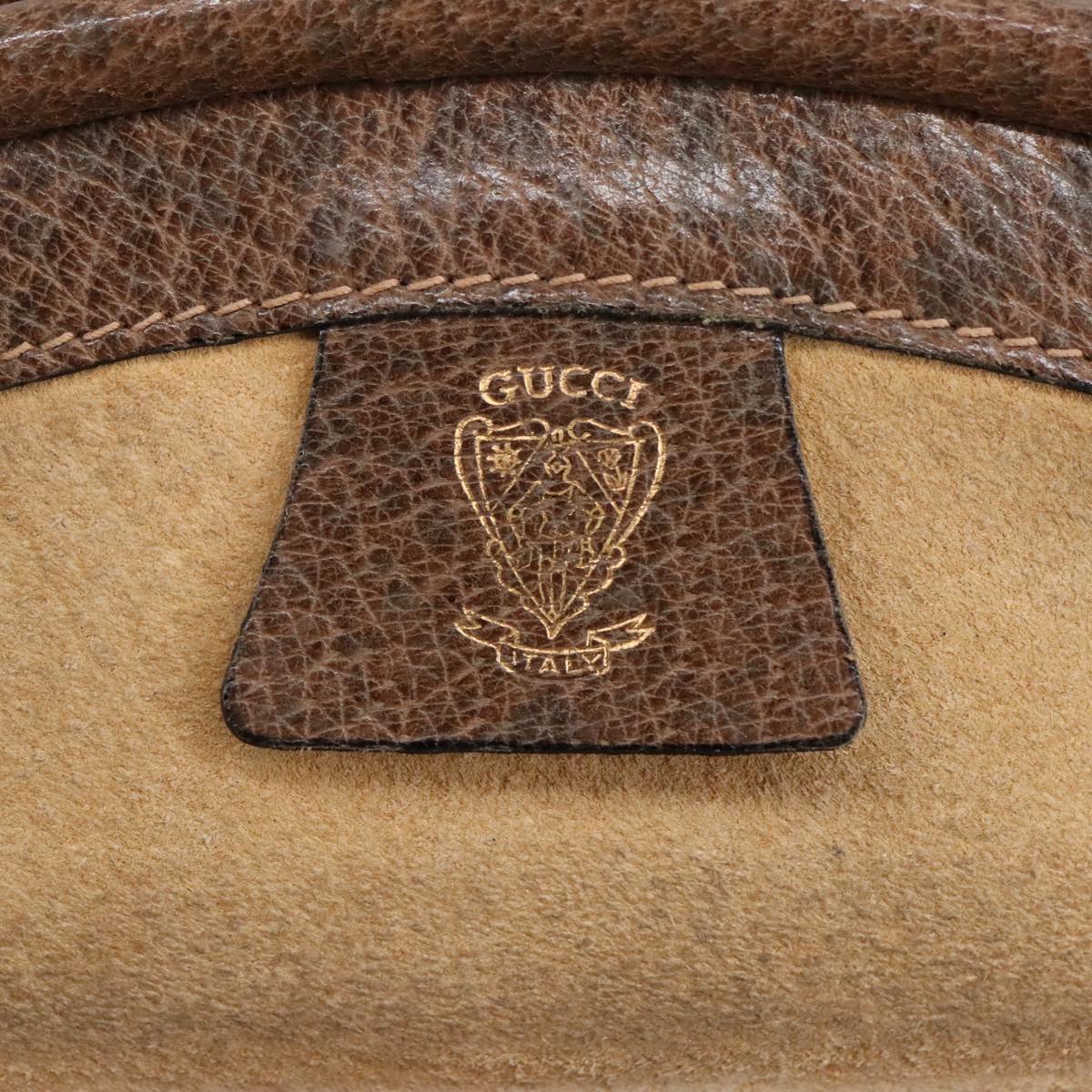 GUCCI Shoulder Bag Leather Brown Gold 97581