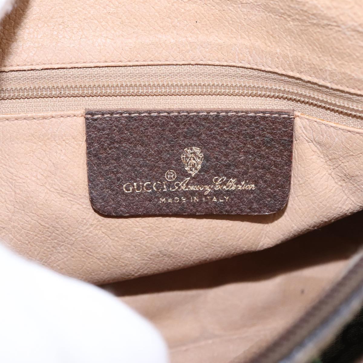 GUCCI GG Supreme Web Sherry Line Shoulder Bag PVC Beige 89 02 032 97594