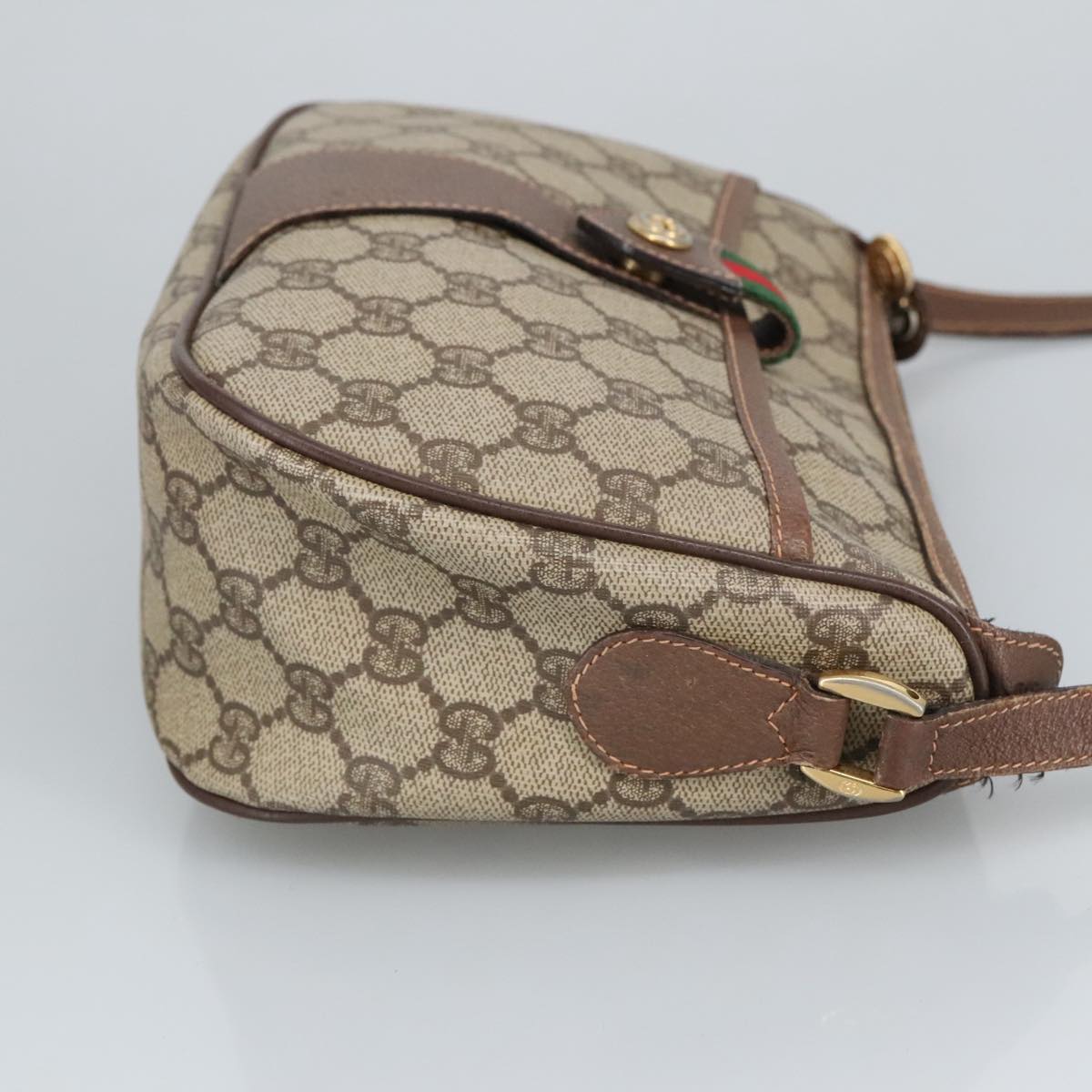 GUCCI GG Supreme Web Sherry Line Shoulder Bag PVC Beige 89 02 032 97594