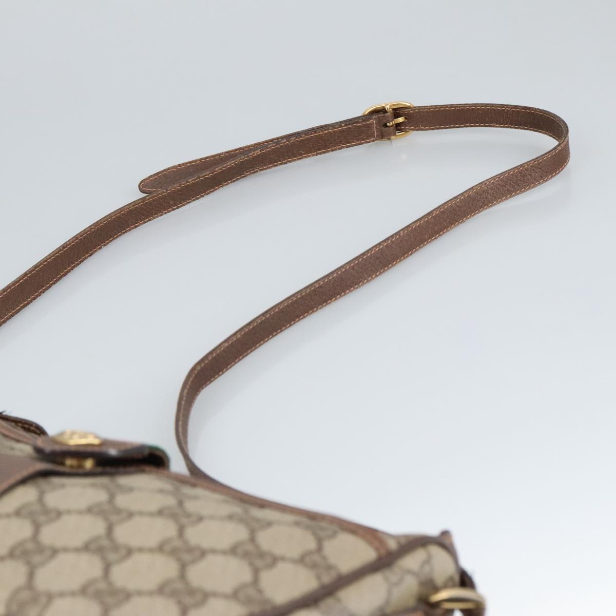 GUCCI GG Supreme Web Sherry Line Shoulder Bag PVC Beige 89 02 032 97594