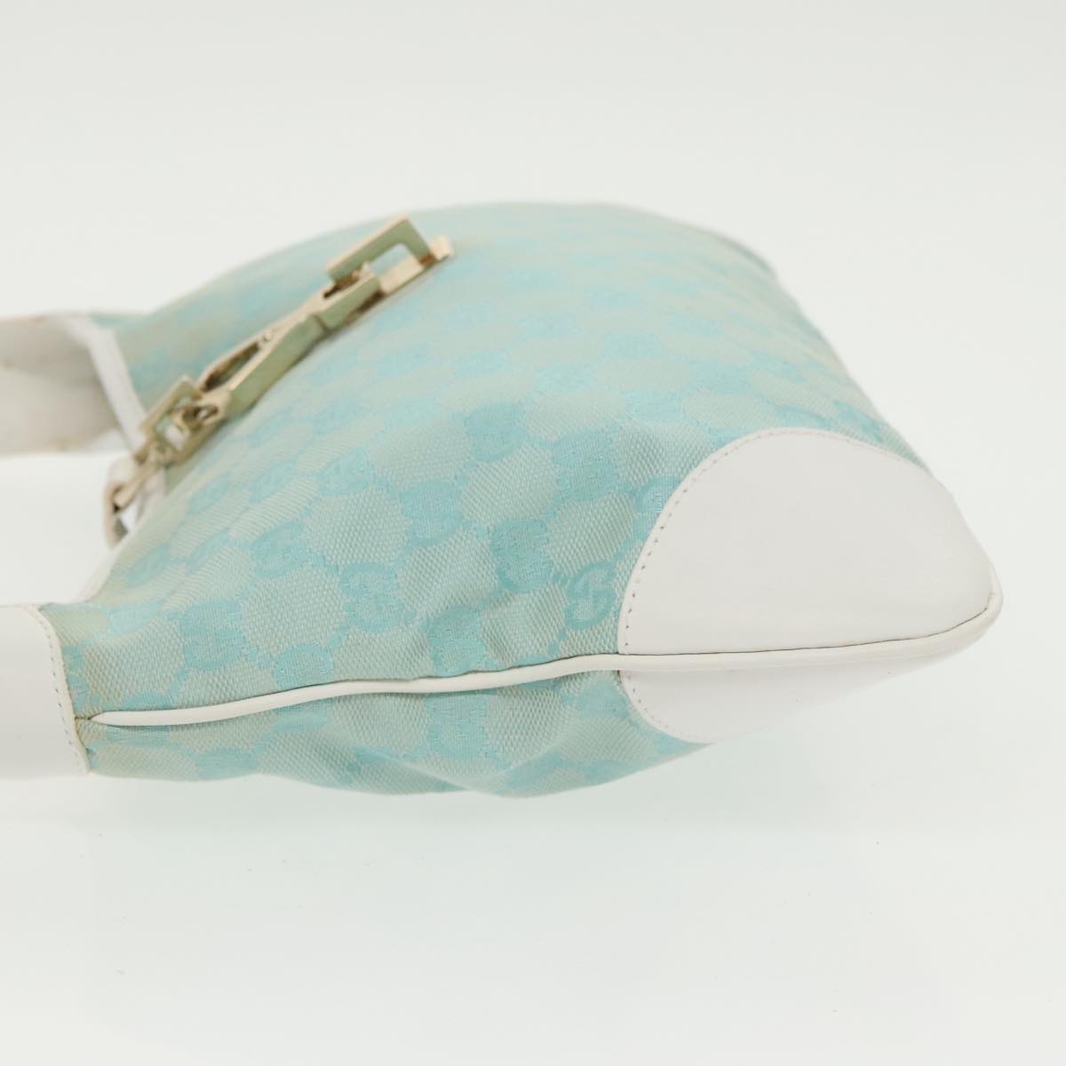 GUCCI Jackie GG Canvas Shoulder Bag Light Blue Gold 001 4057 97615