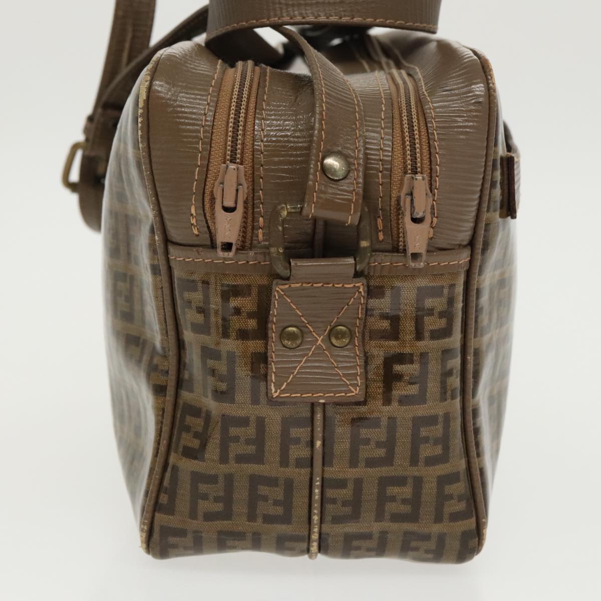 FENDI Zucchino Canvas Shoulder Bag Old Model Beige 97647
