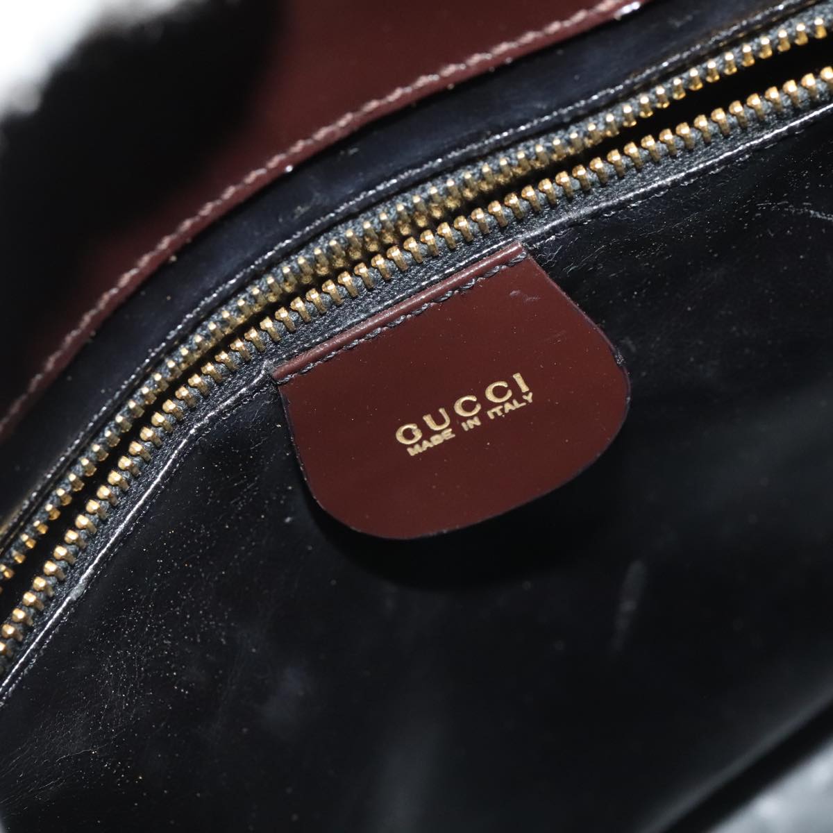 GUCCI Hand Bag Patent leather Brown Gold 97738