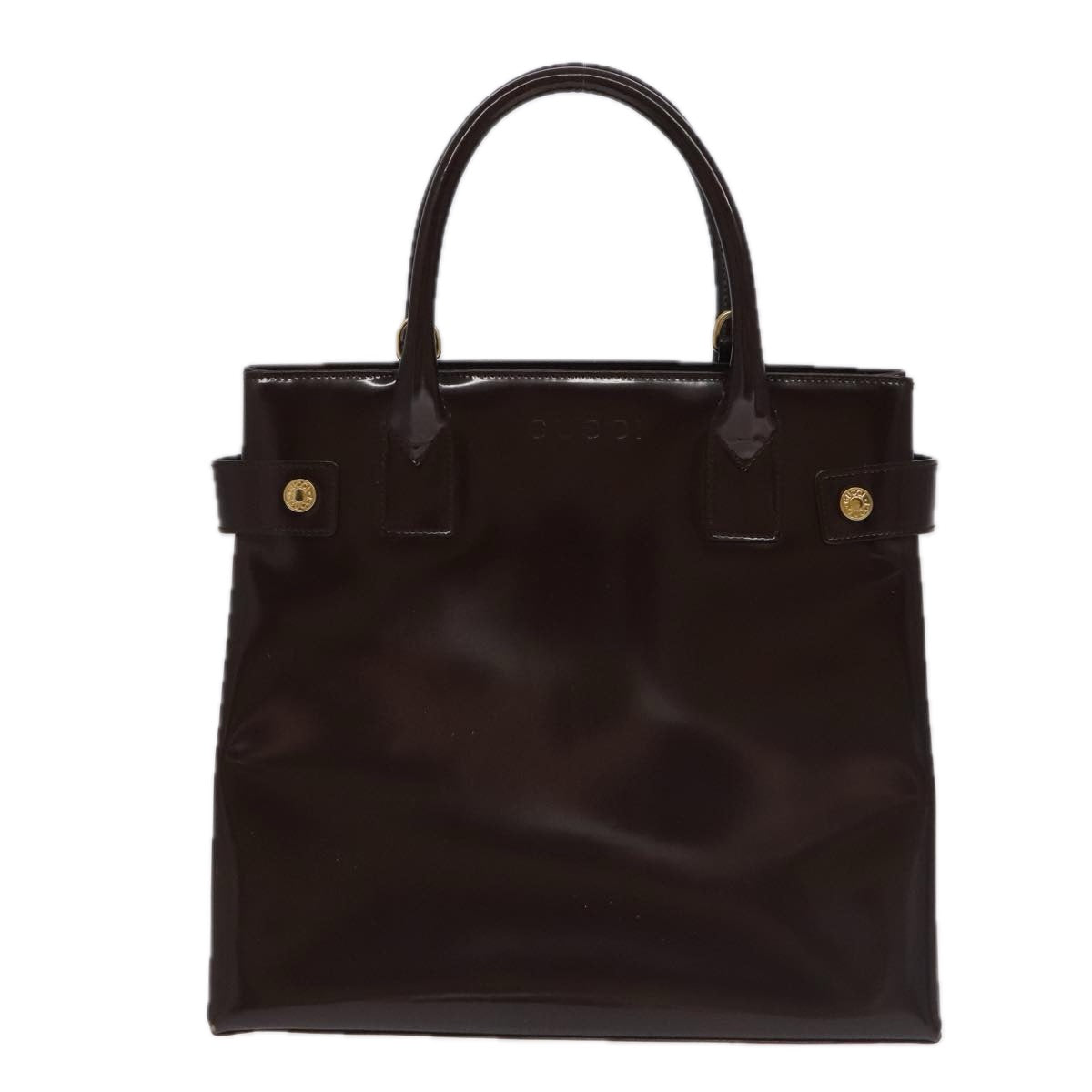 GUCCI Hand Bag Patent leather Brown Gold 97738