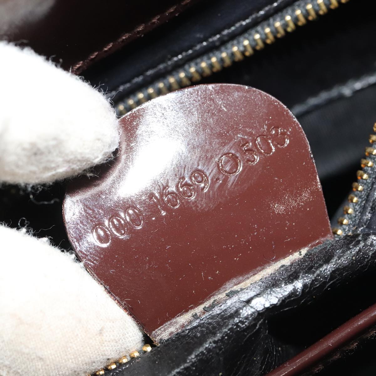 GUCCI Hand Bag Patent leather Brown Gold 97738