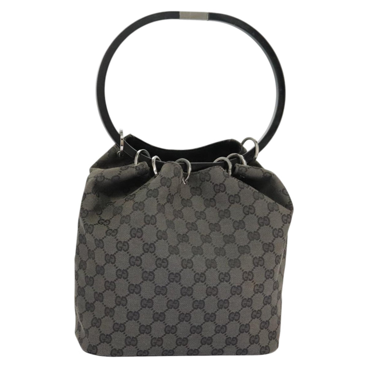 GUCCI GG Canvas Shoulder Bag Black Silver 001 3750 97812