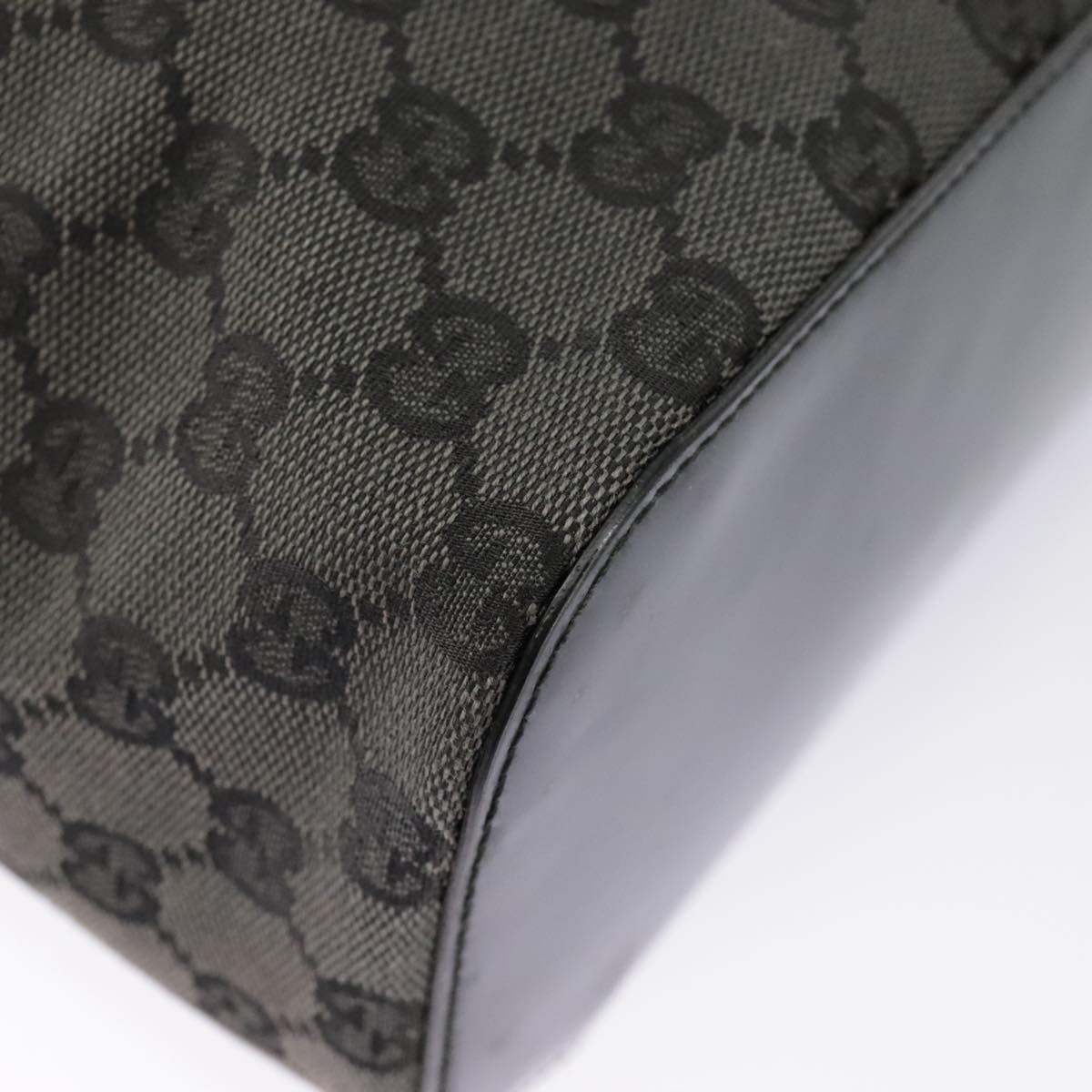 GUCCI GG Canvas Shoulder Bag Black Silver 001 3750 97812