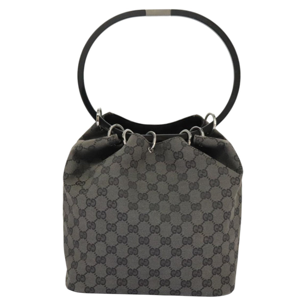 GUCCI GG Canvas Shoulder Bag Black Silver 001 3750 97812