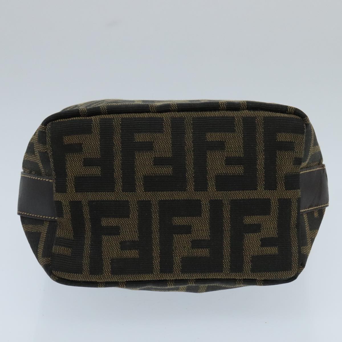 FENDI Zucca Canvas Vanity Hand Bag Brown Black gold 97877