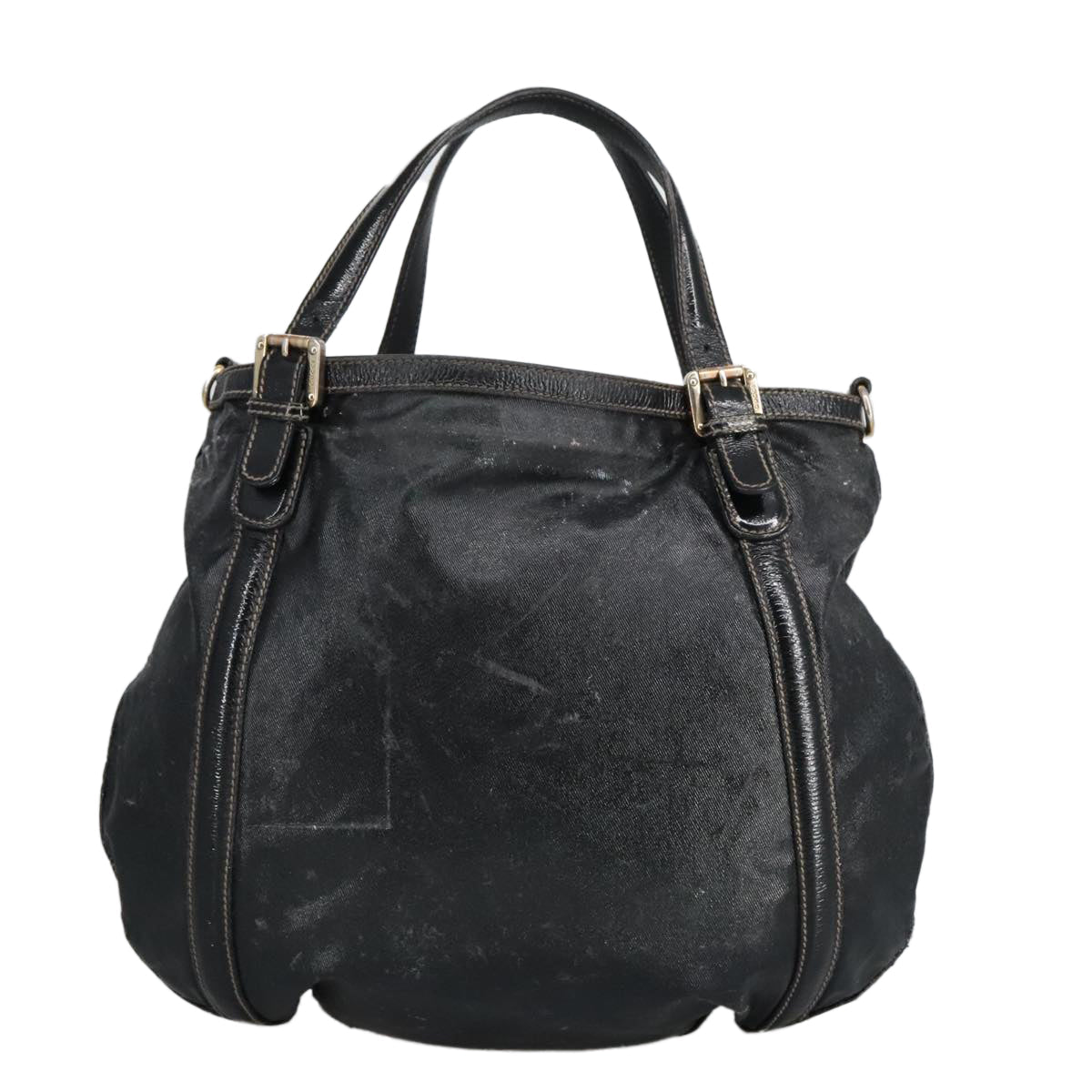 GUCCI Hand Bag Coated Canvas 2way Black Green Red 97935