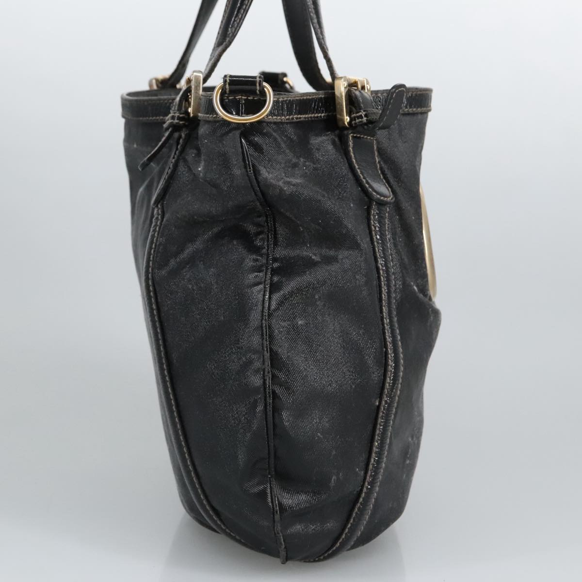 GUCCI Hand Bag Coated Canvas 2way Black Green Red 97935