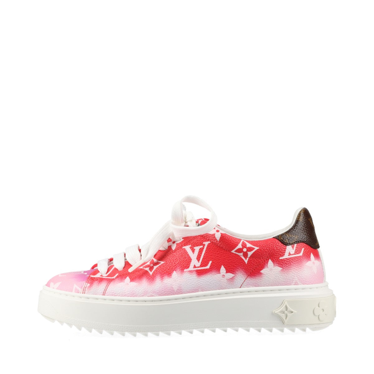 Louis Vuitton Time Outline 19 Years PVC  Leather Trainers 35  Red Ã— White CL1119 Monogram