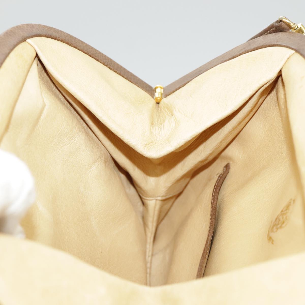 GUCCI Shoulder Bag Suede Leather Brown Gold 98075