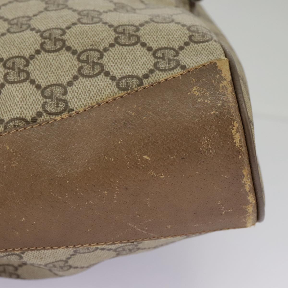 GUCCI GG Supreme Web Sherry Line Shoulder Bag PVC Beige 41 02 034 98088