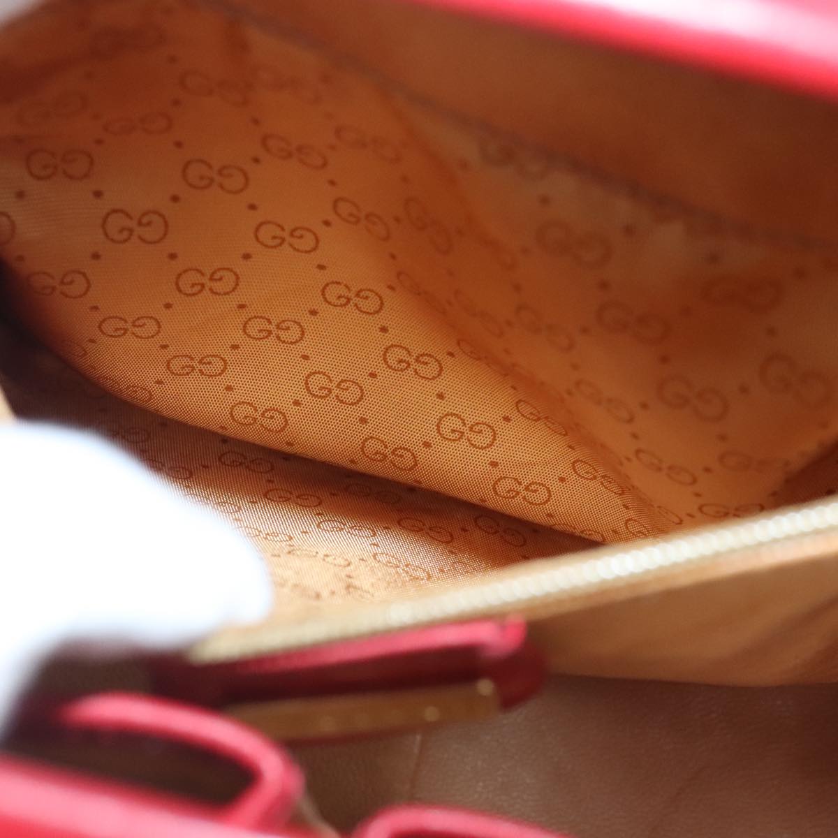 GUCCI Shoulder Bag Leather Red Gold 98126