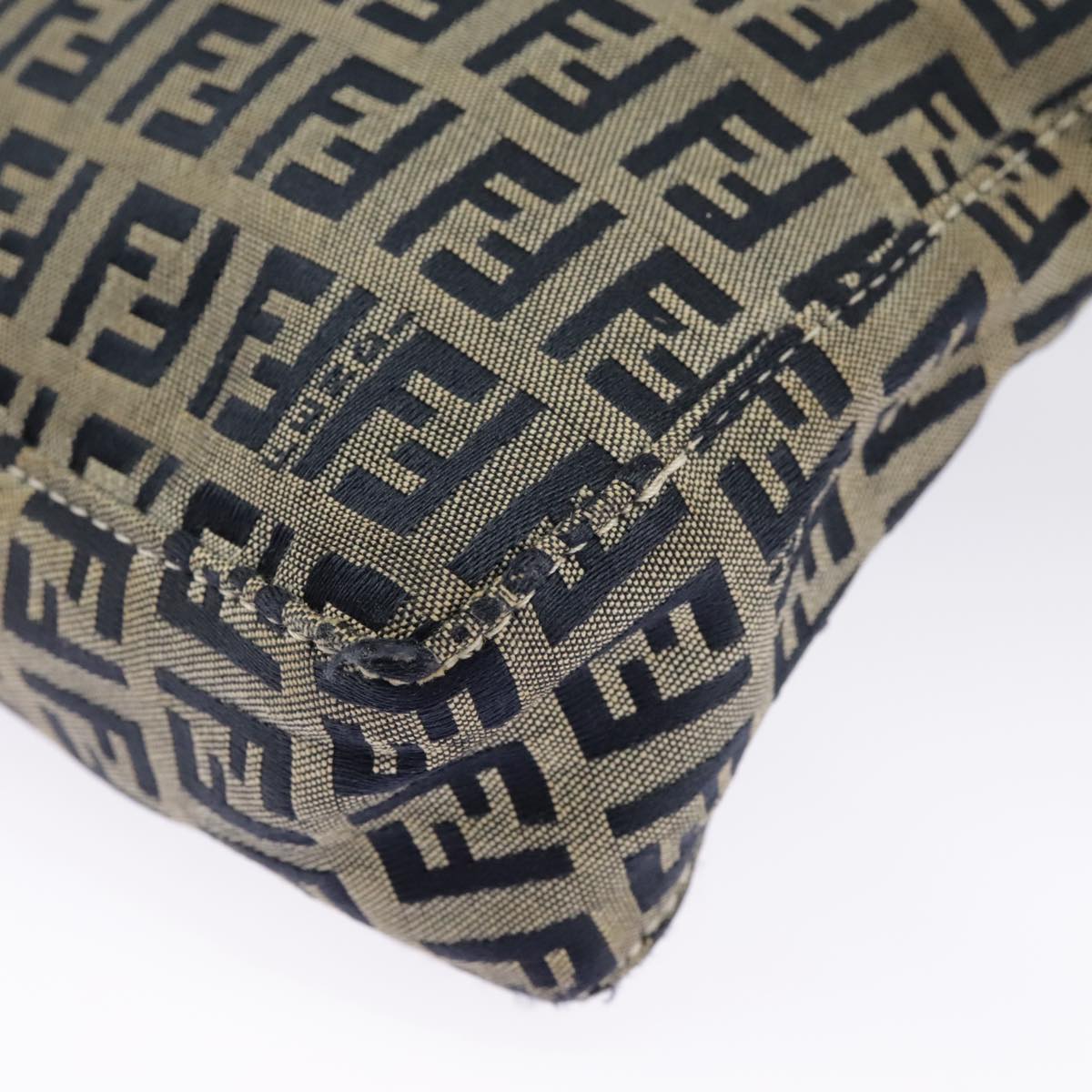 FENDI Zucchino Canvas Accessory Pouch Navy Silver 98136