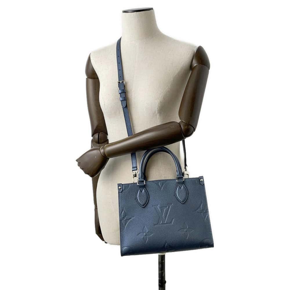 LOUIS VUITTON Onthego Navy Blue M58956 Monogram Empreinte Leather Grain Leather Size PM
