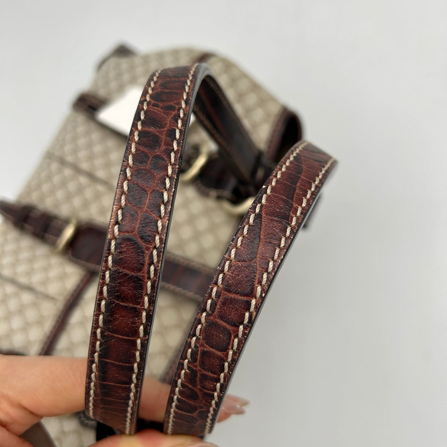 Celline Beige Crocodile Macadam Handbag