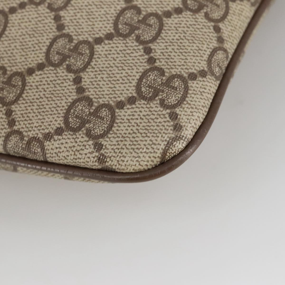 GUCCI GG Supreme Web Sherry Line Shoulder Bag PVC Beige Gold 98279