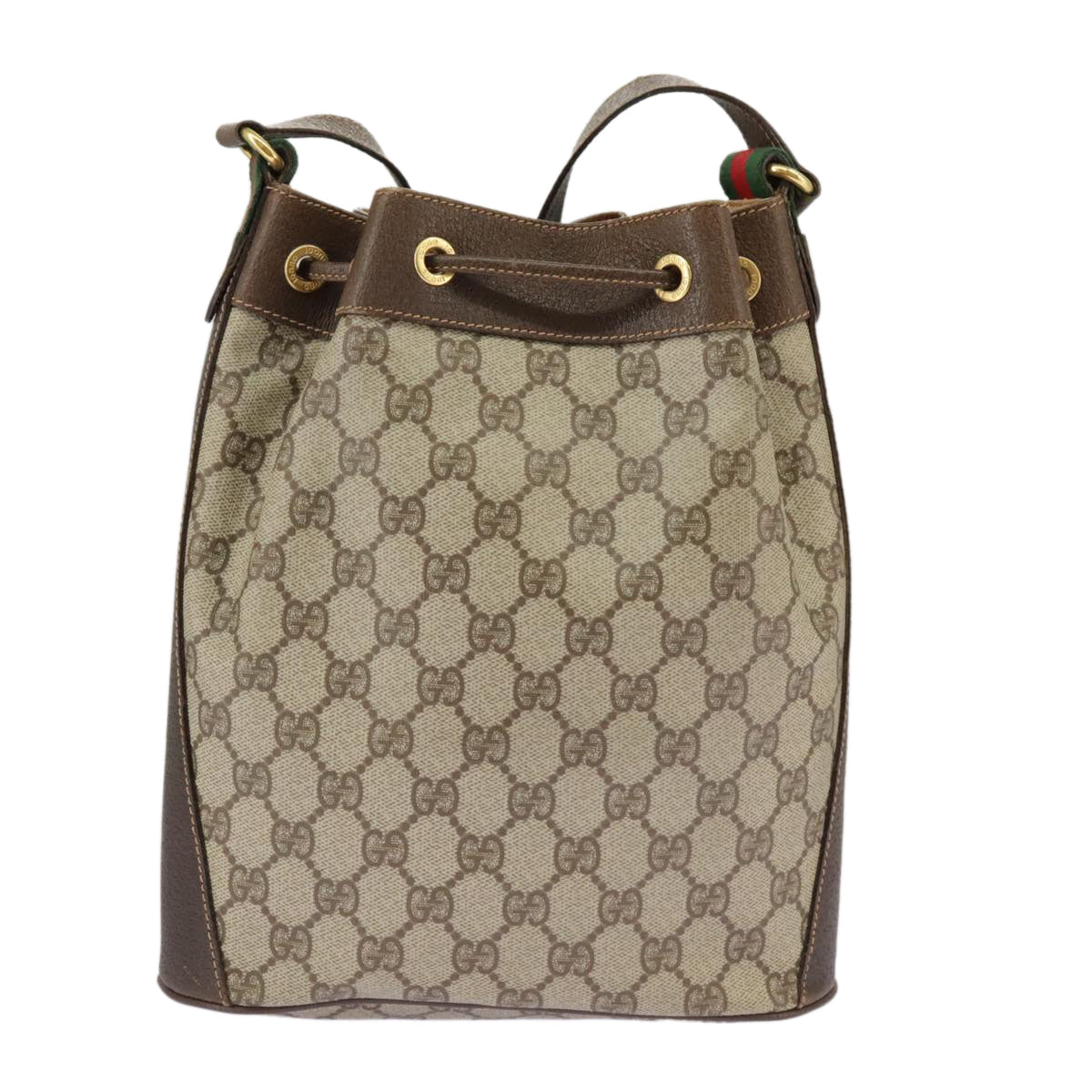 GUCCI GG Supreme Web Sherry Line Shoulder Bag PVC Beige 164 02 034 98308