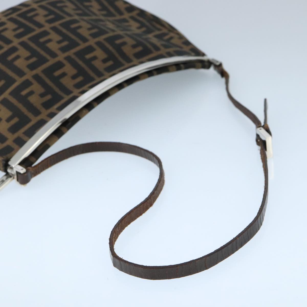 FENDI Zucca Canvas Shoulder Bag Brown Black 98351