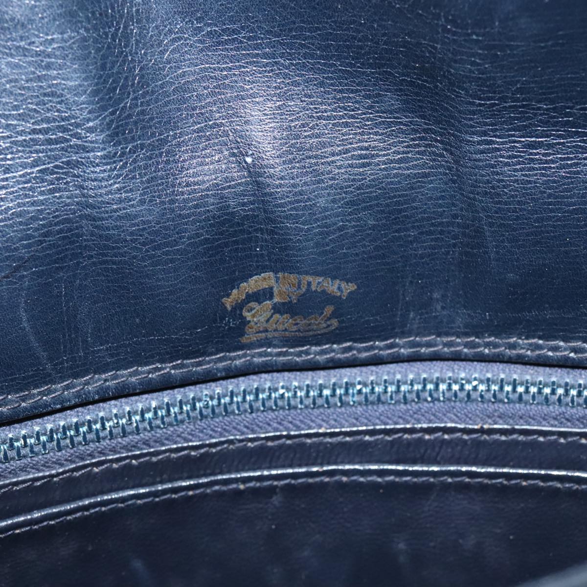 GUCCI GG Supreme Shoulder Bag PVC Leather Navy Gold 98370