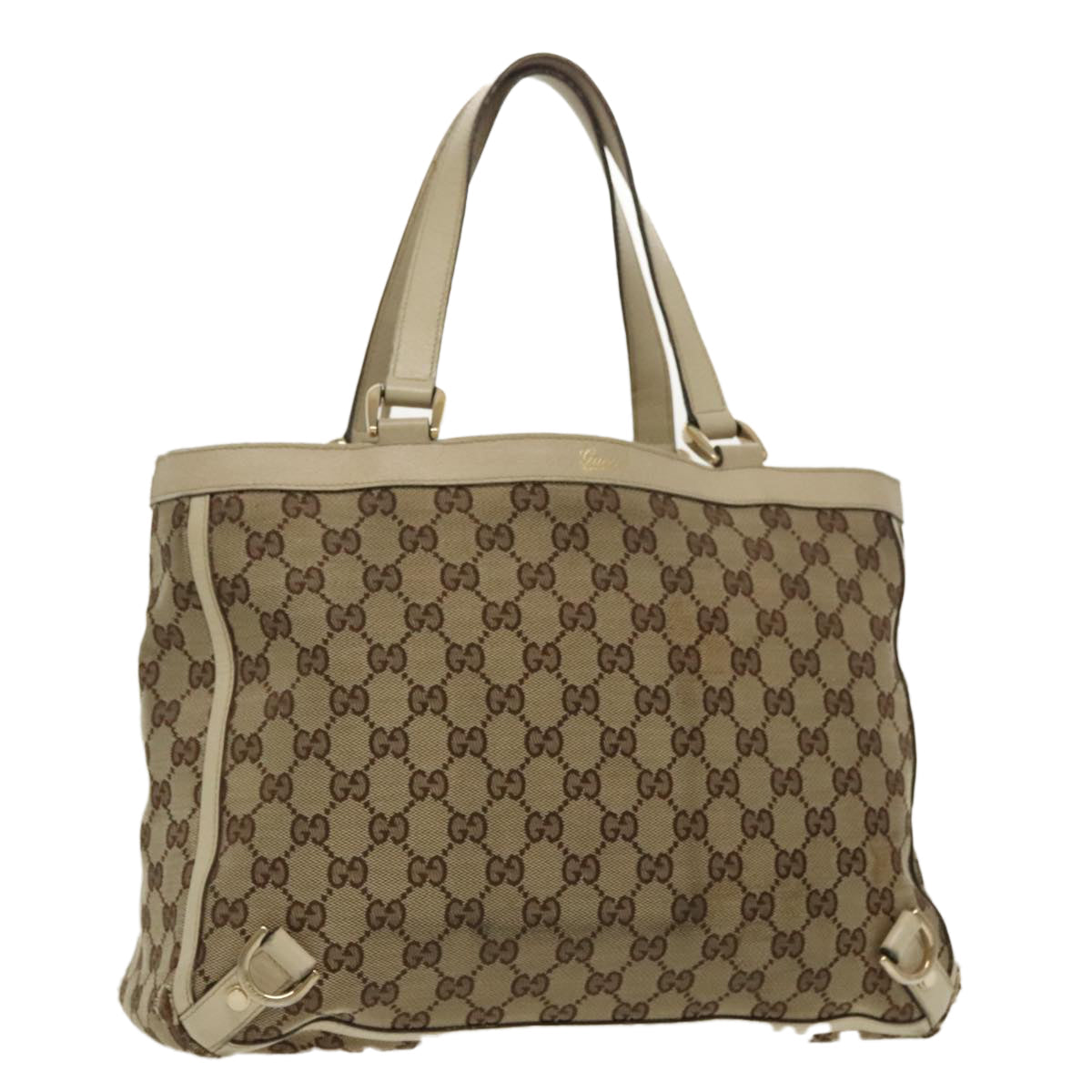 GUCCI GG Canvas Tote Bag Beige Gold 170004 98399