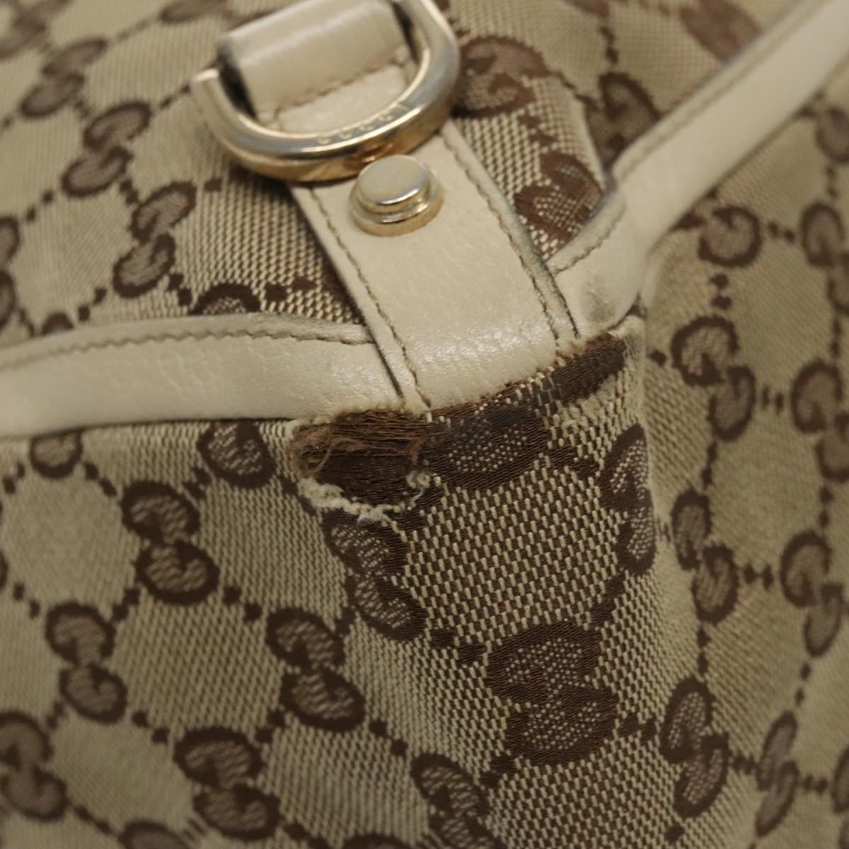 GUCCI GG Canvas Tote Bag Beige Gold 170004 98399