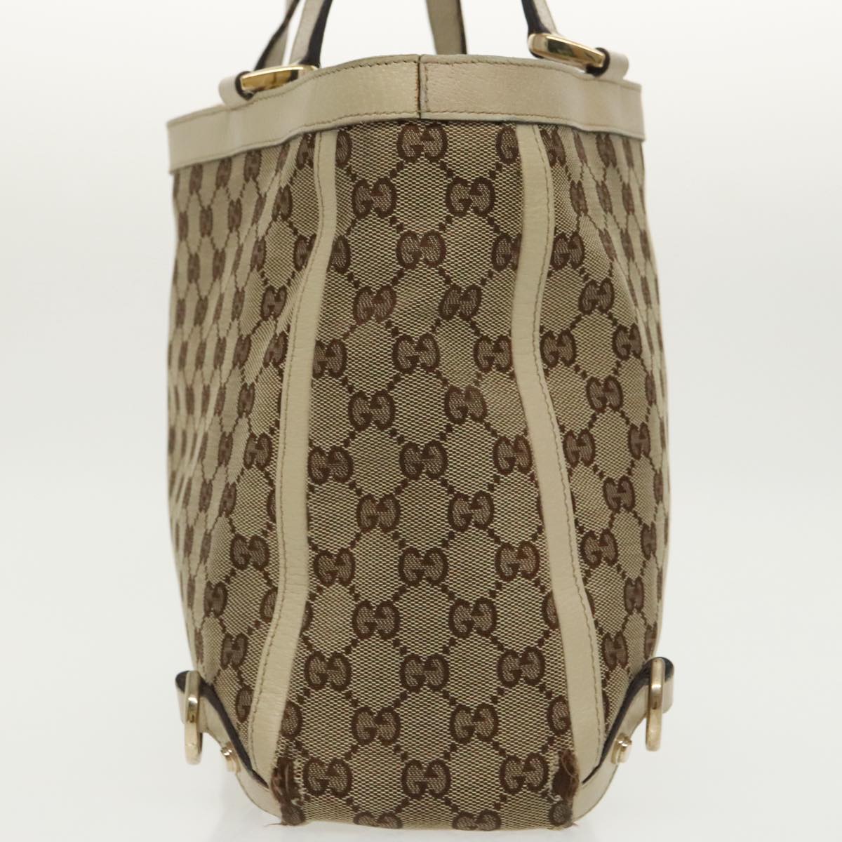 GUCCI GG Canvas Tote Bag Beige Gold 170004 98399