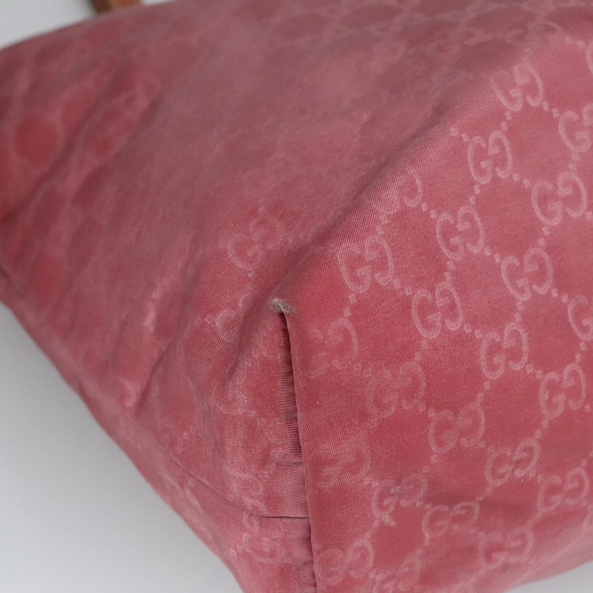 GUCCI GG Canvas Tote Bag Nylon Pink Silver 295252 98421