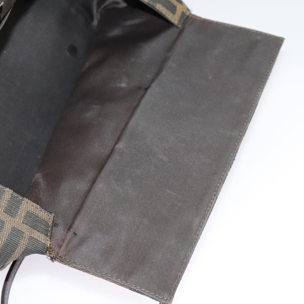 FENDI Zucca Canvas Mamma Baguette Shoulder Bag Black Brown Silver 98502