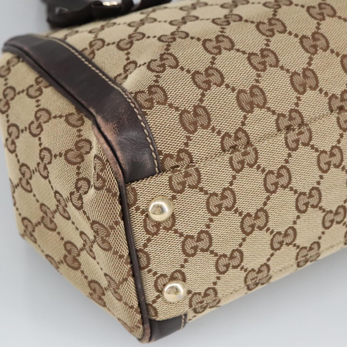 GUCCI GG Canvas Hand Bag Beige Gold 190247 98513