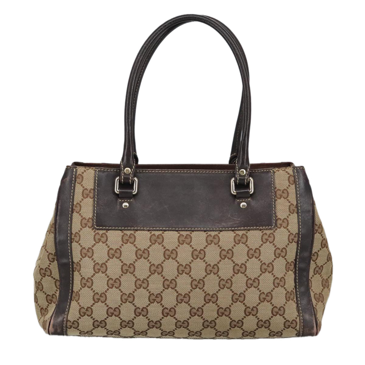 GUCCI GG Canvas Hand Bag Beige Gold 190247 98513
