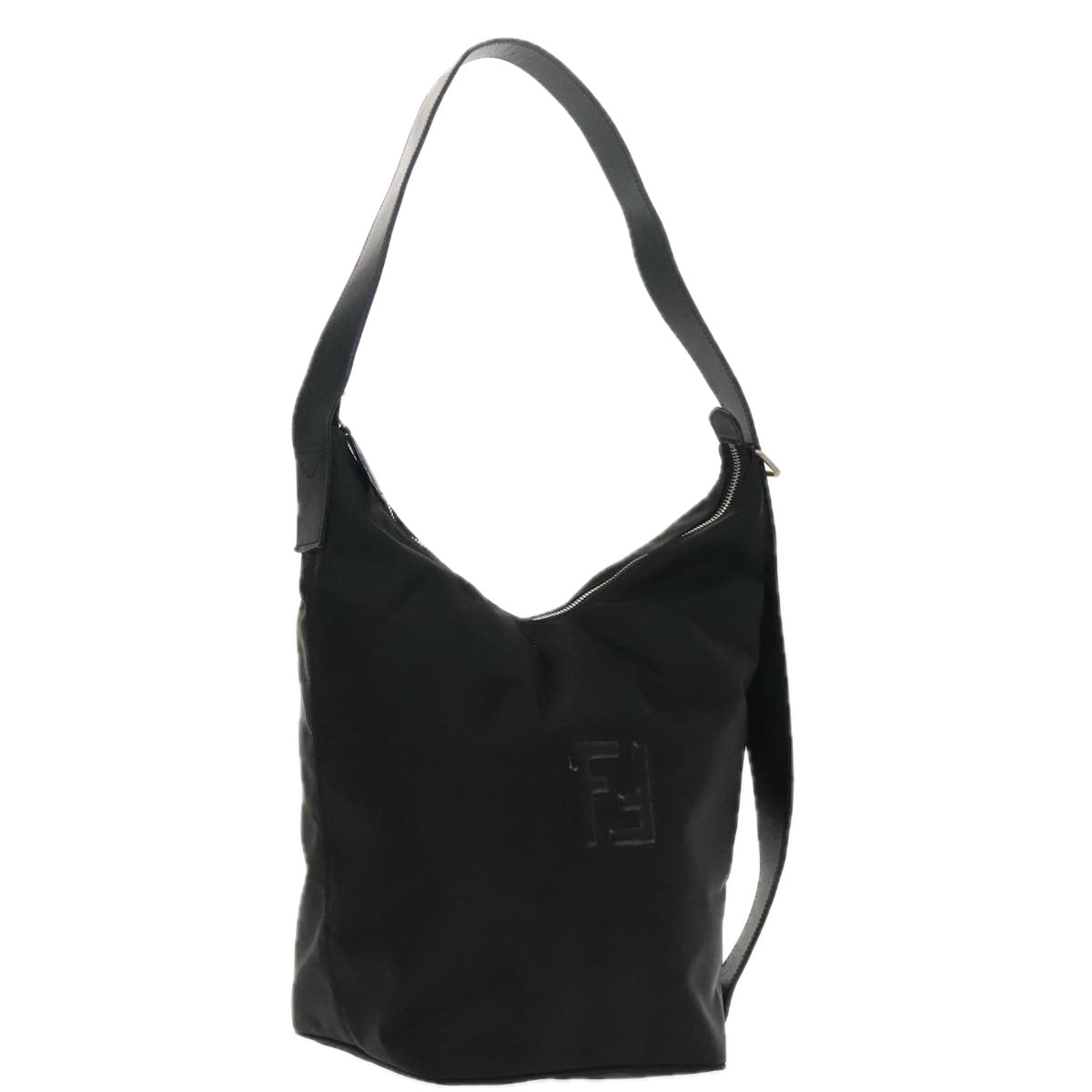 FENDI Shoulder Bag Nylon Black Silver 98709