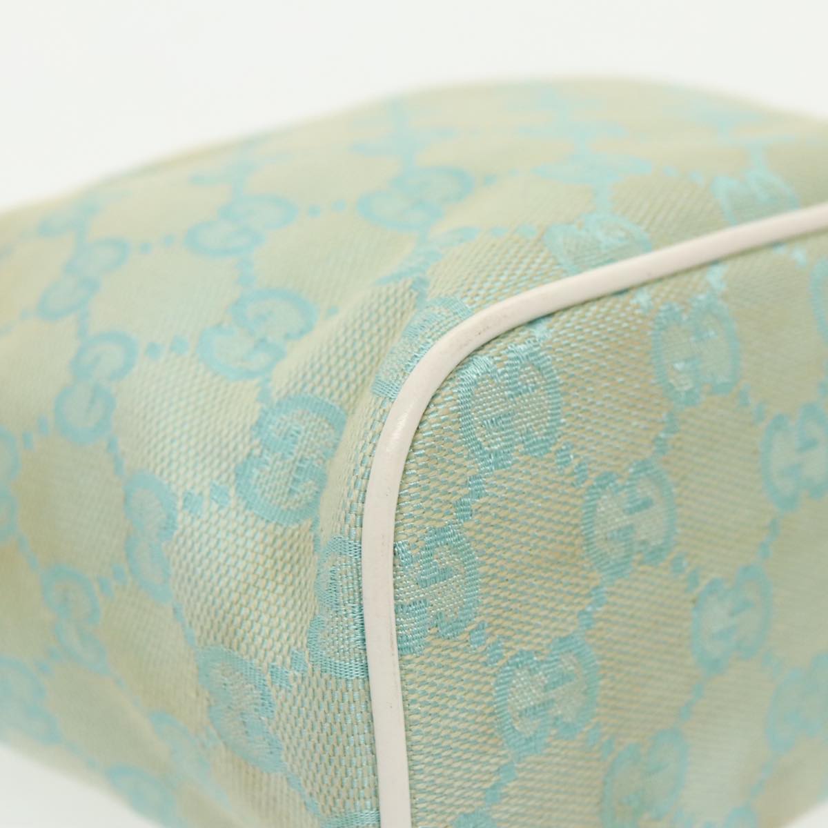 GUCCI GG Canvas Hand Bag Light Blue Gold 039 1147 98726
