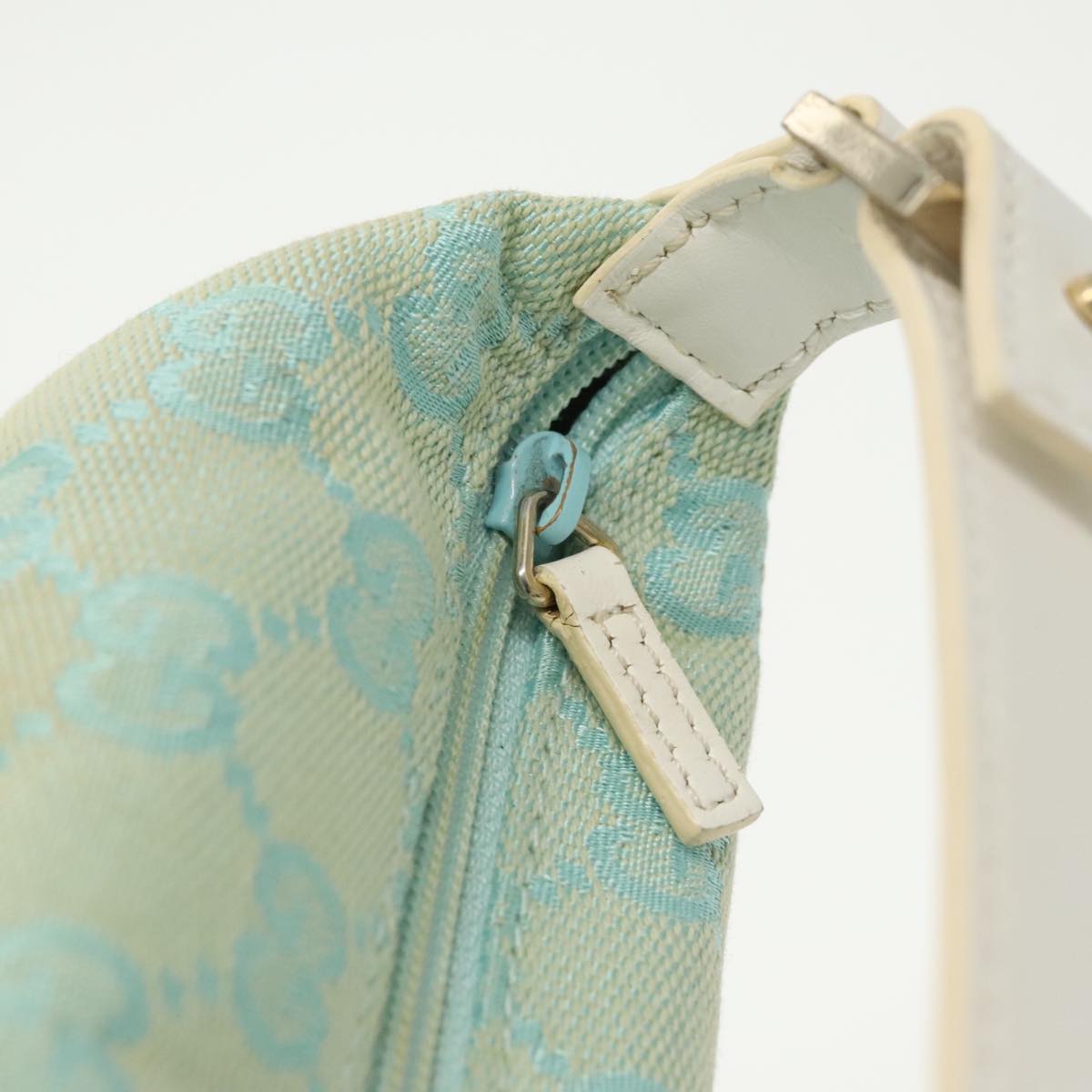 GUCCI GG Canvas Hand Bag Light Blue Gold 039 1147 98726