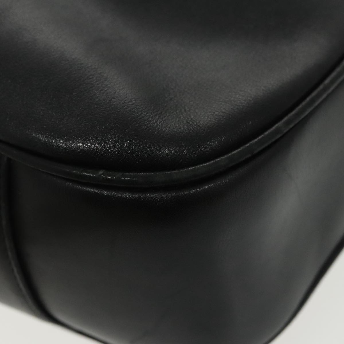 GUCCI Bamboo Hand Bag Leather 2way Black Gold 001 1577 98735