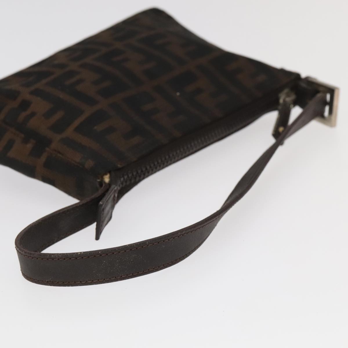 FENDI Zucca Canvas Hand Bag Brown Black Silver 98788