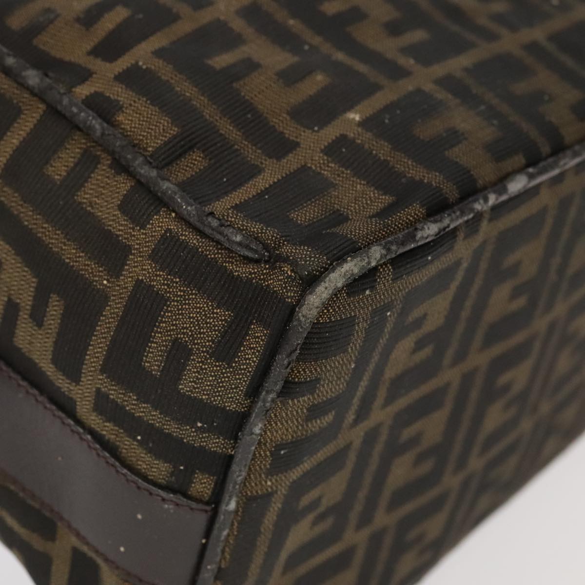 FENDI Zucca Canvas Vanity Pouch Brown Black Silver 98789