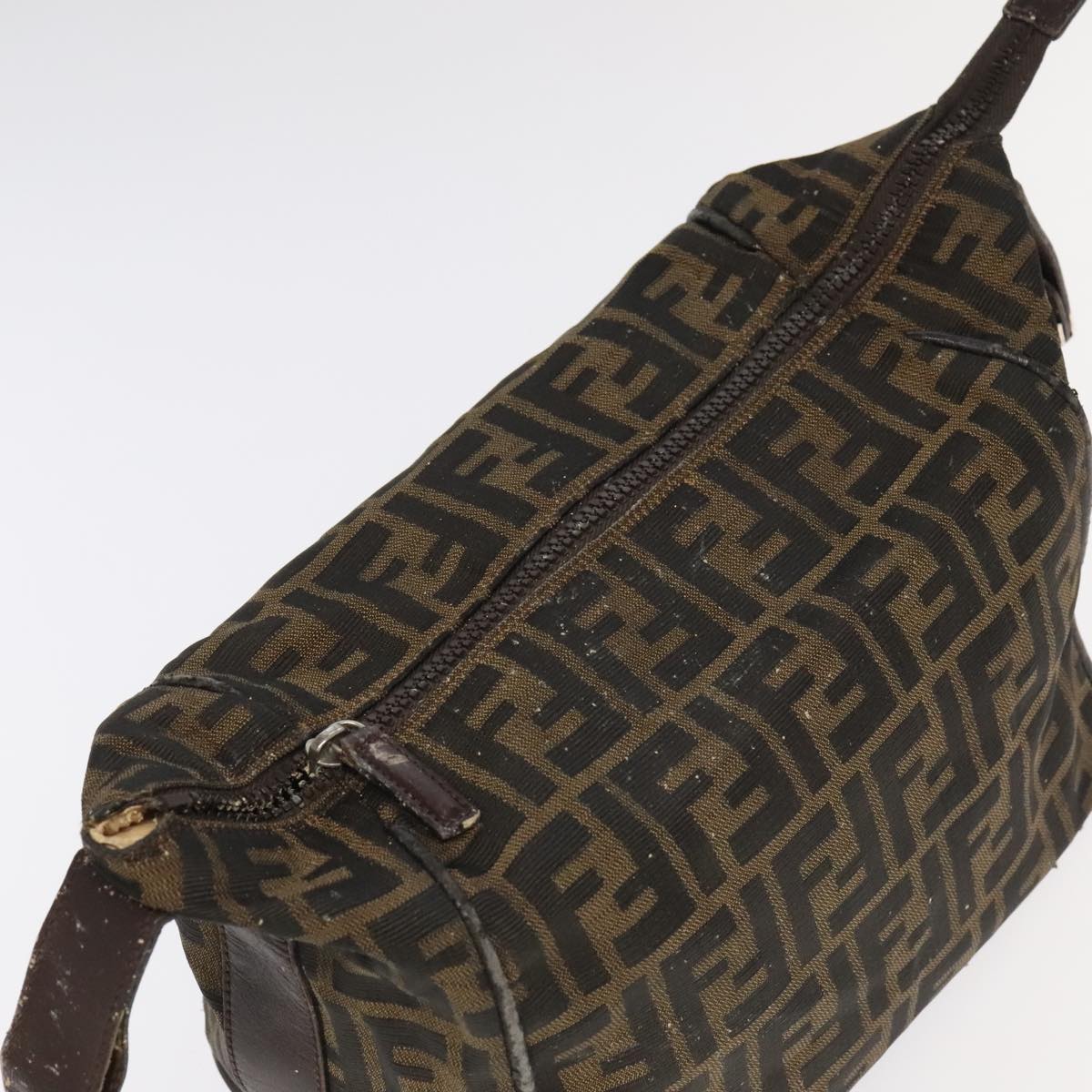 FENDI Zucca Canvas Vanity Pouch Brown Black Silver 98789